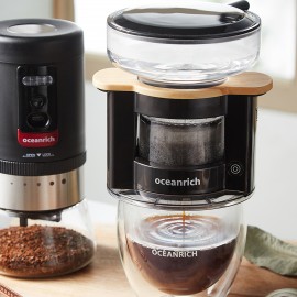 Oceanrich S2 Mini Master Rotating Coffee Maker (S2 Black With Wood)